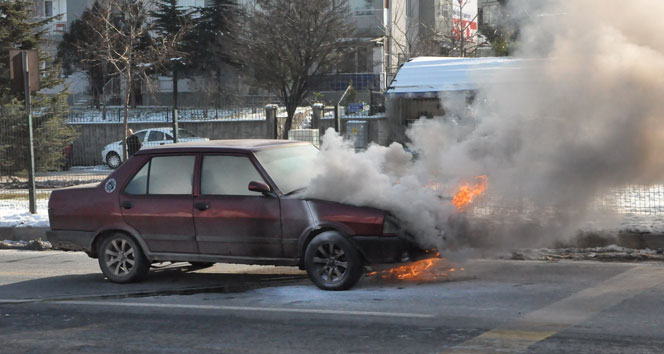 LGP'li araç alev alev yandı