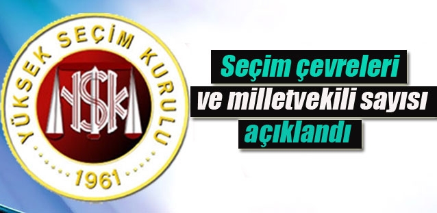 Seçim çevreleri ve milletvekili sayısı açıklandı