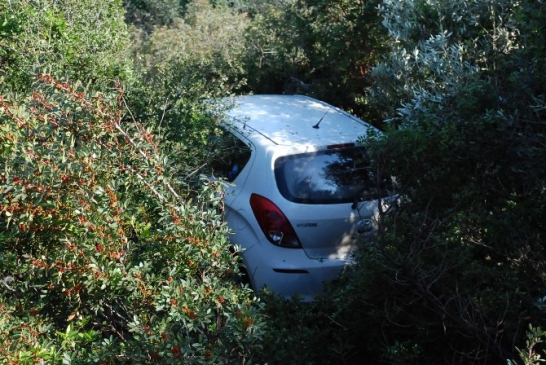 Uçuruma düşen sürücü yara almadan kurtuldu