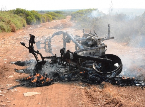 Didim'deki motosiklet yangını korkuttu
