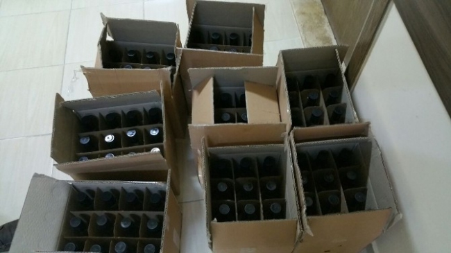 188 şişe kaçak içki yakalandı