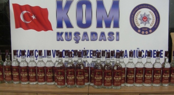 Kuşadası'nda kaçak içki operasyonu