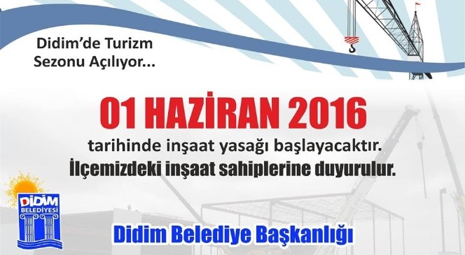 Didim'de inşaat yasağı 1 Haziran'da başlıyor