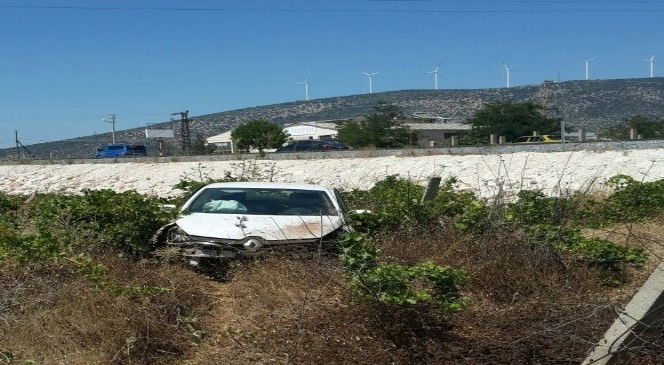 Yoldan çıkan aracın sürücüsü yaralandı