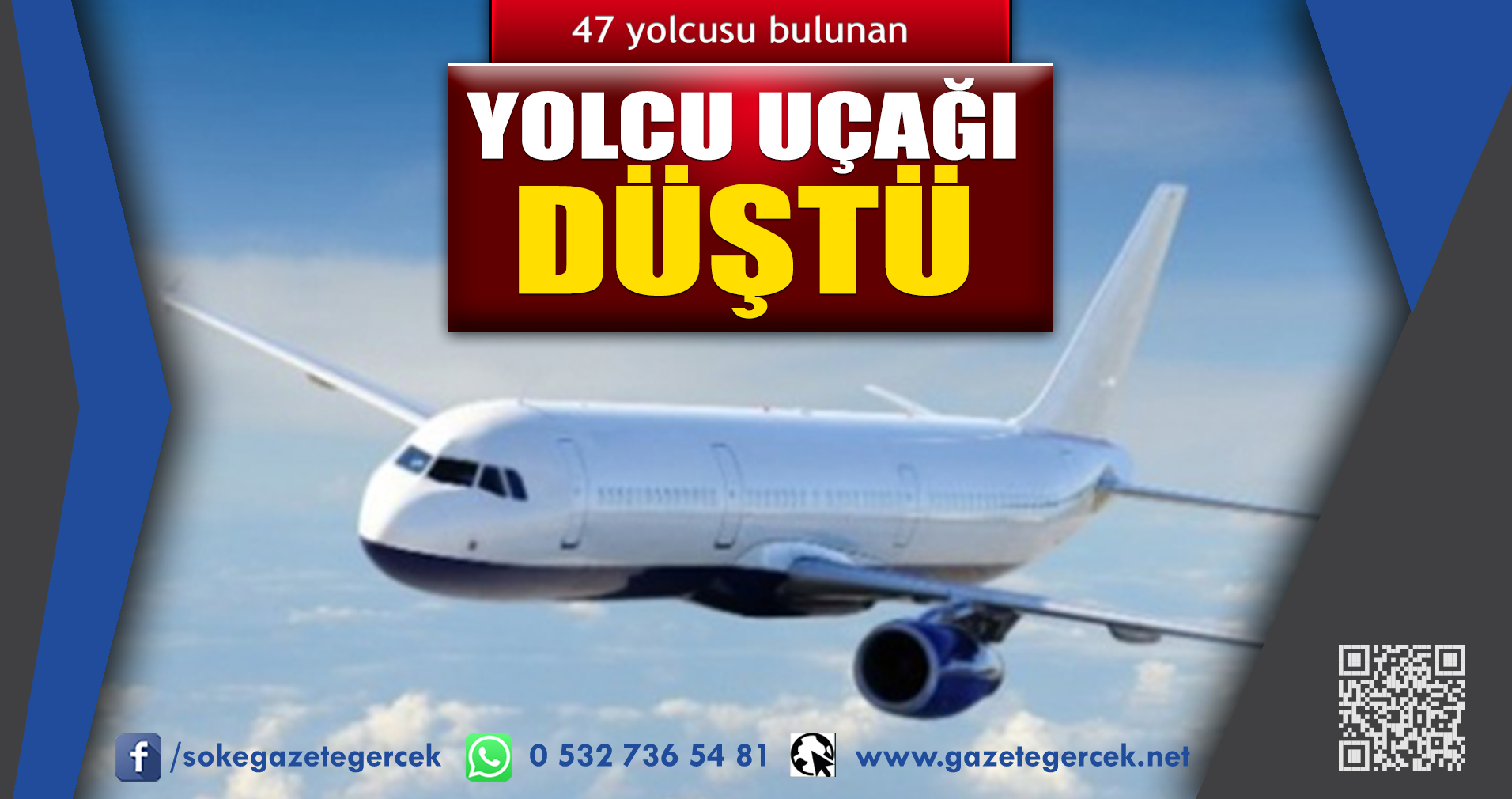 47 yolcusu bulunan YOLCU UÇAĞI DÜŞTÜ