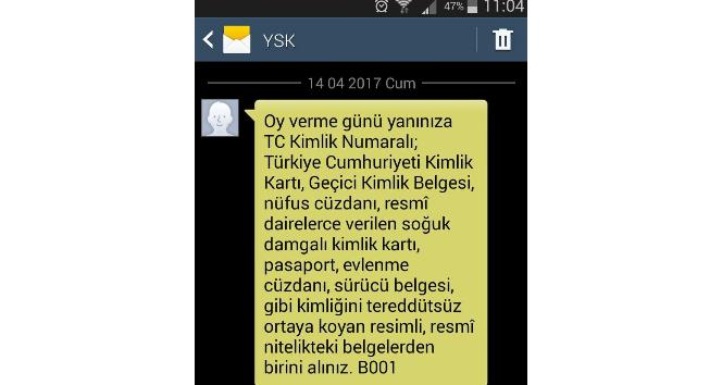 YSK seçmenleri kısa mesaj ile uyardı