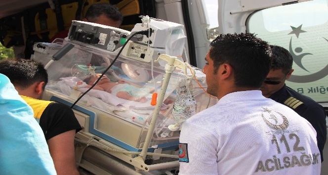 14 günlük Yiğit bebek ameliyat için İstanbul’a uçtu