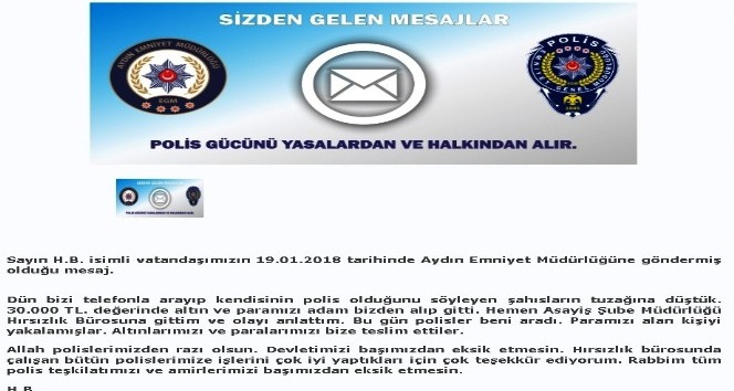 Parasını ve altınlarını bulan polise teşekkür etti