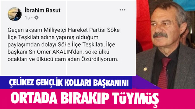 ÇELİKEZ GENÇLİK KOLLARI BAŞKANINI ORTADA BIRAKIP TÜYMÜŞ