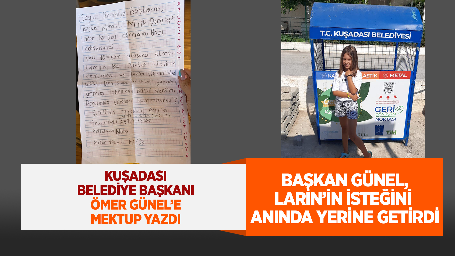 ÇEVRE DOSTU BAŞKAN MİNİK LARİN’İN İSTEĞİNİ ANINDA YERİNE GETİRDİ