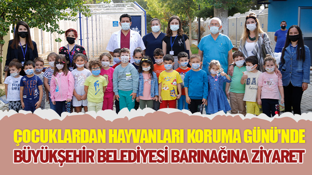 ÇOCUKLARDAN BÜYÜKŞEHİR BELEDİYESİ BARINAĞINA ZİYARET