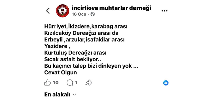 İncirliovalı muhtarlardan "Sıcak Asfalt’ isyanı