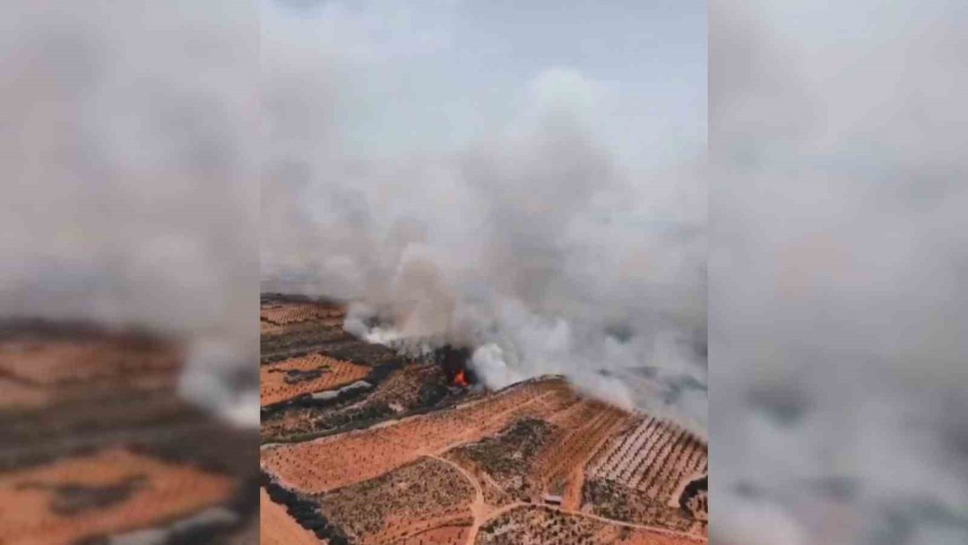 Ormanlık alana sıçrayan yangın havadan görüntülendi