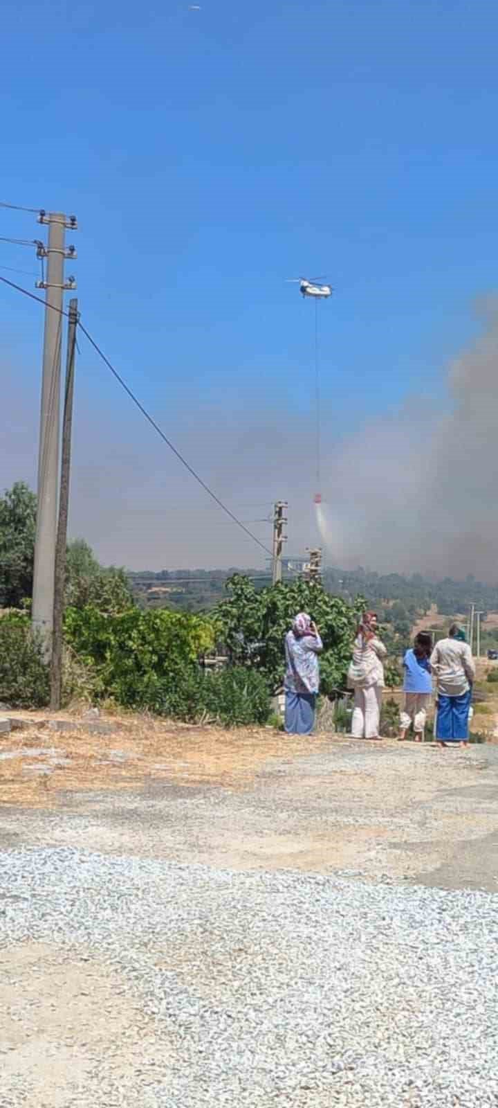 Didim’deki makilik alan yangınını söndürme çalışmaları sürüyor